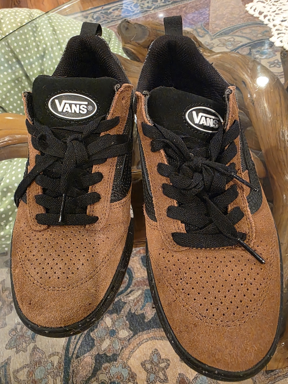 Vans Men’s Brown and Black Suede Low-Top Sneakers